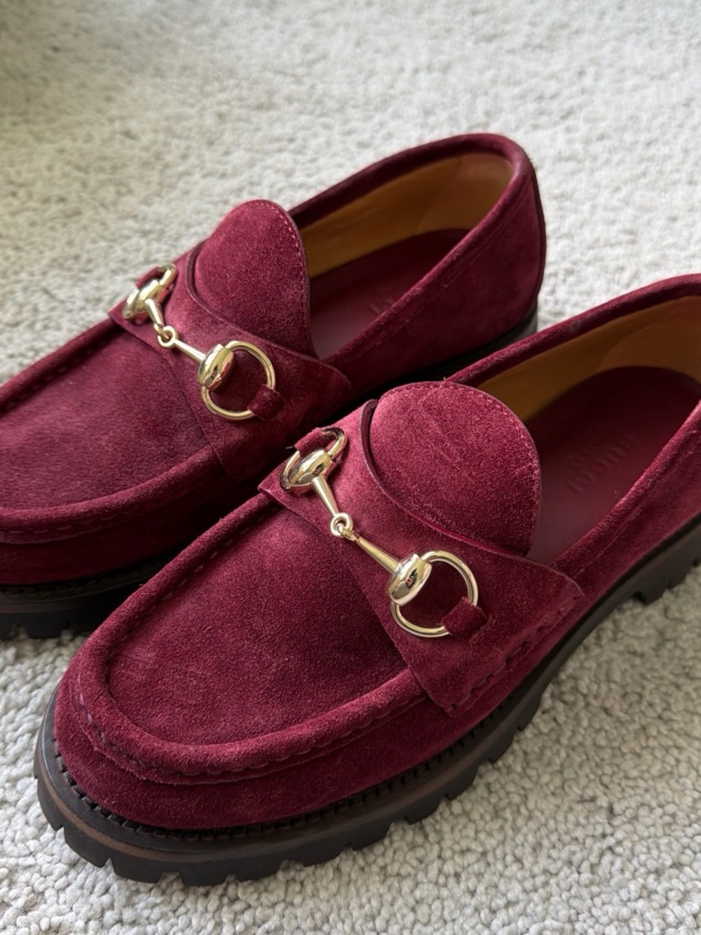 Gucci Burgundy Suede Loafers